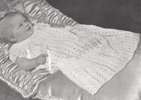 baby knitting pattern for christening dress 1950s